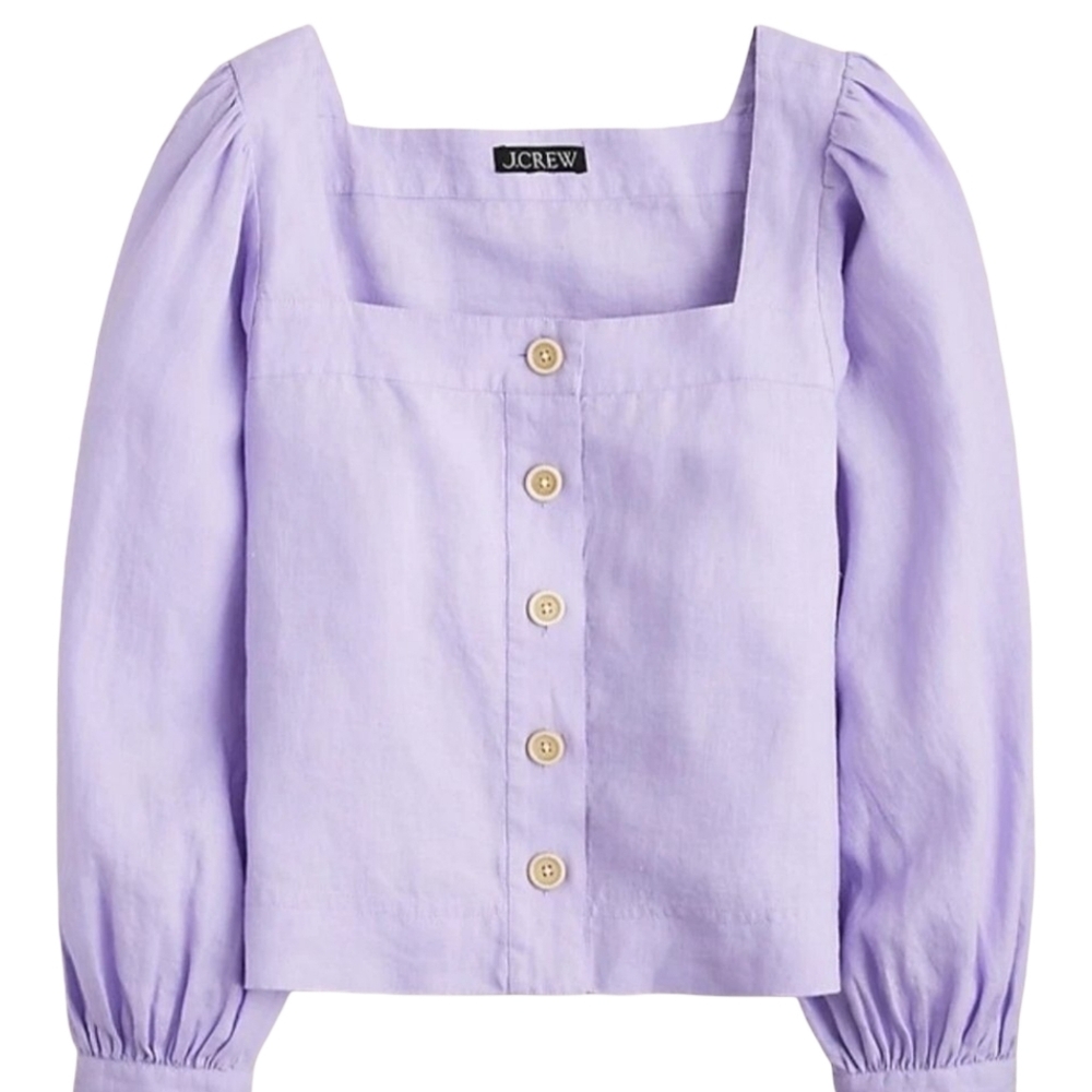 NWT J Crew Linen Squareneck Blouse